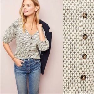 Anthropologie Jacquard Coralie Button Up Top